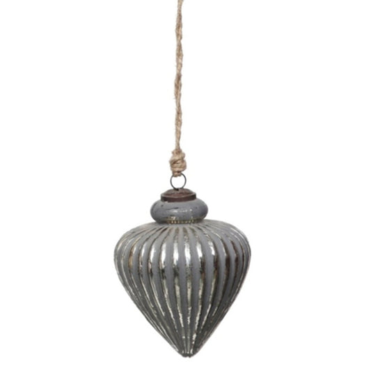 Grey Metallic Collection Large Vallupe Bauble Ornament - Darlington's Décor