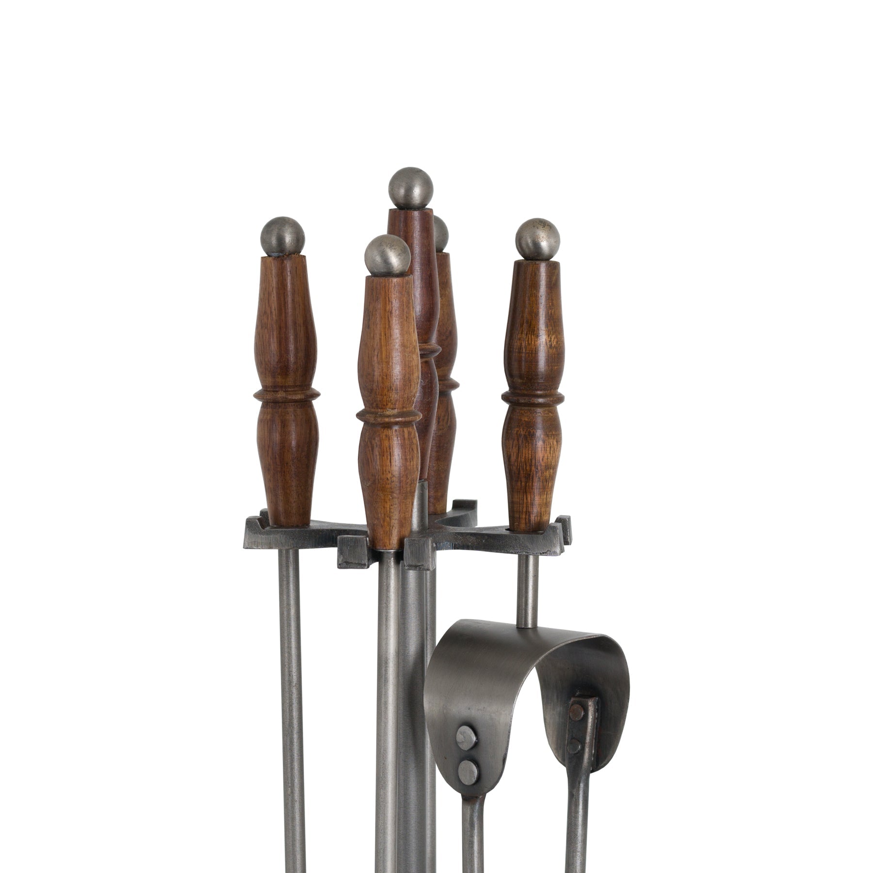 Hand Turned Fire Companion Set In Antique Pewter Elegance - Darlington's Décor