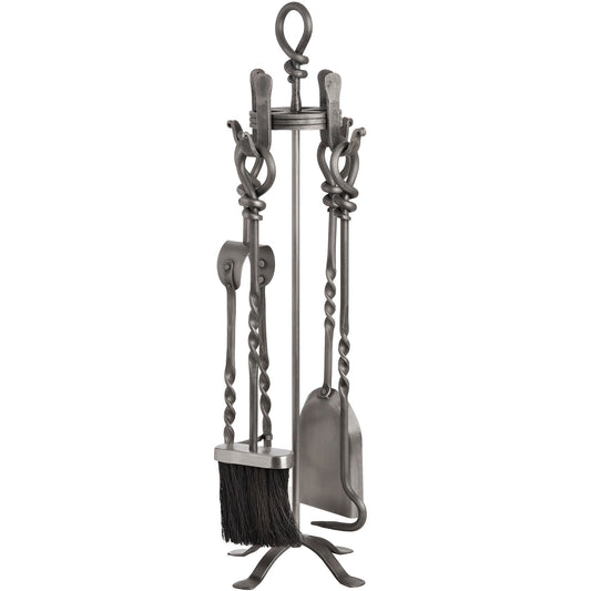 Hand Turned Loop Top Companion Set for Elegant Fireplaces - Darlington's Décor
