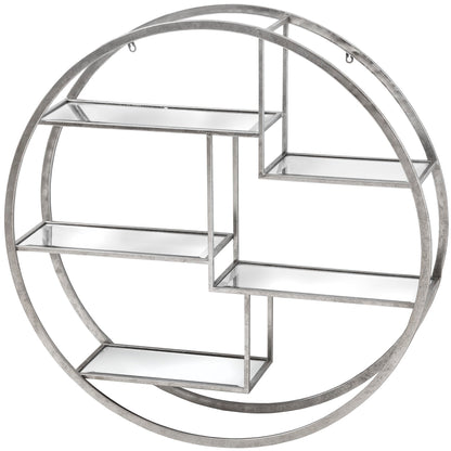 Elegant Large Circular Silver Wall Hanging Multi Shelf for Style - Darlington's Décor