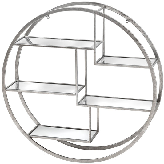 Elegant Large Circular Silver Wall Hanging Multi Shelf for Style - Darlington's Décor
