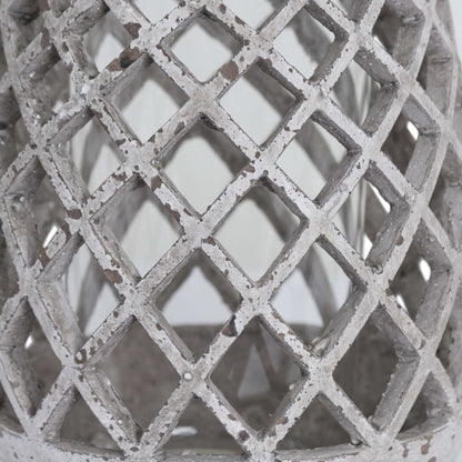 Large Conical Ceramic Lattice Hurricane Lantern Decor - Darlington's Décor