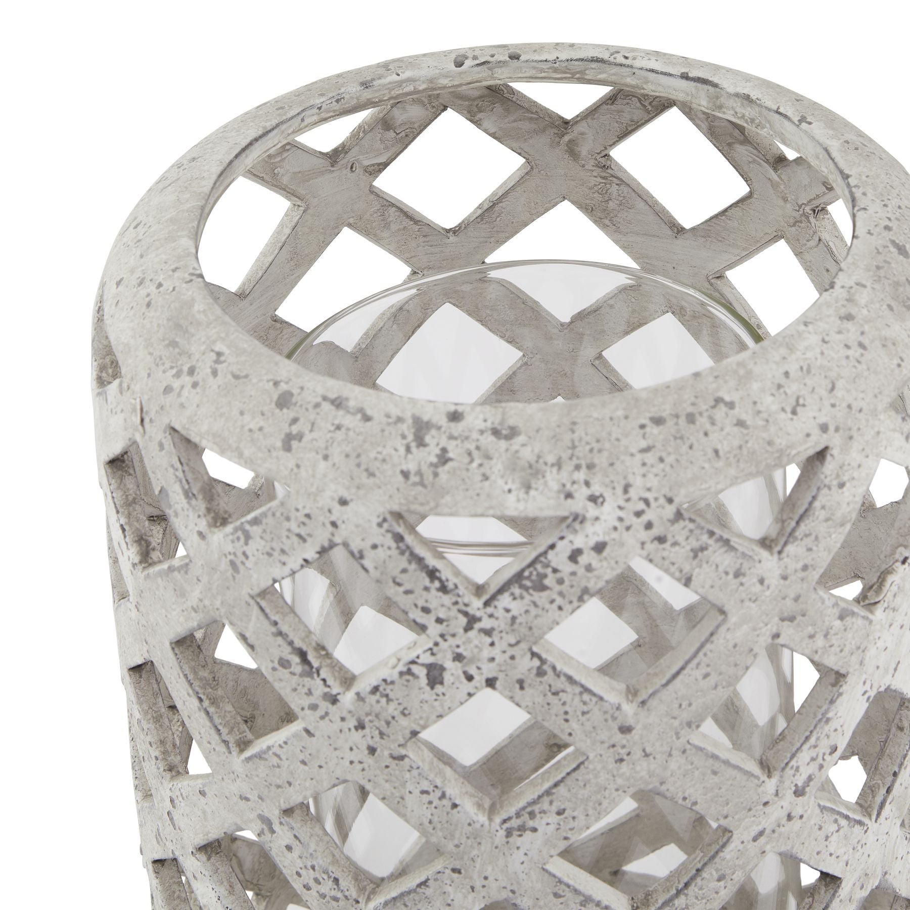 Large Grey Stone Effect Hurricane Lantern for Cozy Spaces - Darlington's Décor
