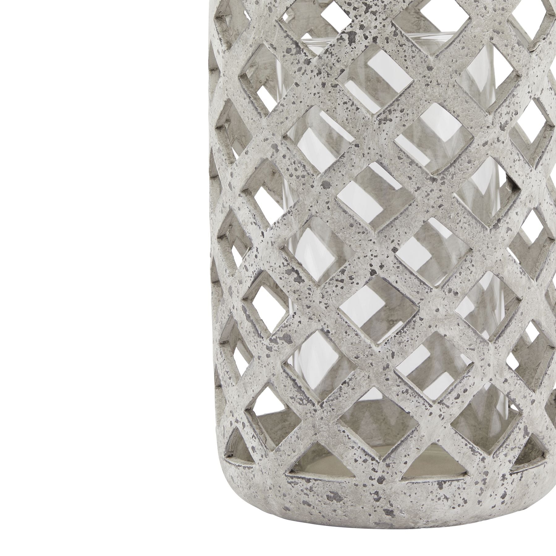 Large Grey Stone Effect Hurricane Lantern for Cozy Spaces - Darlington's Décor