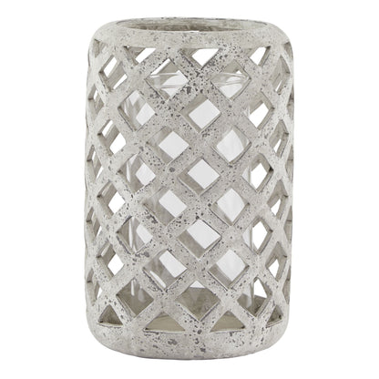 Large Grey Stone Effect Hurricane Lantern for Cozy Spaces - Darlington's Décor