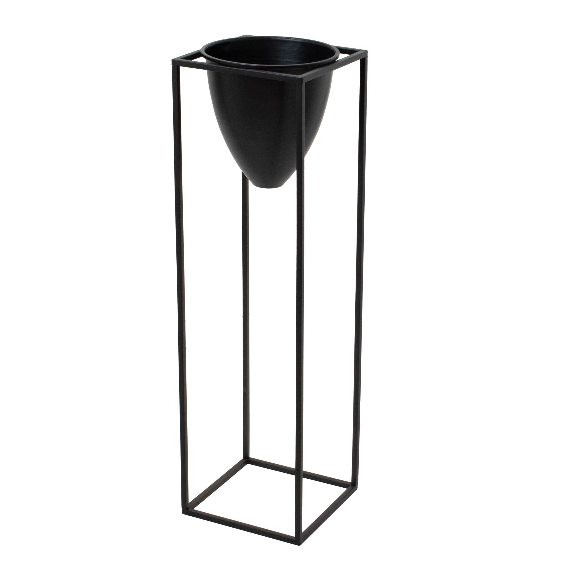 Large Matt Black Bullet Planter On Black Frame Display - Darlington's Décor