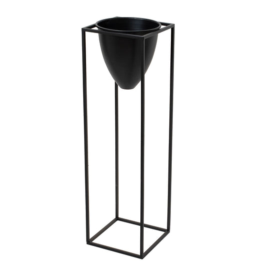 Large Matt Black Bullet Planter On Black Frame Display - Darlington's Décor