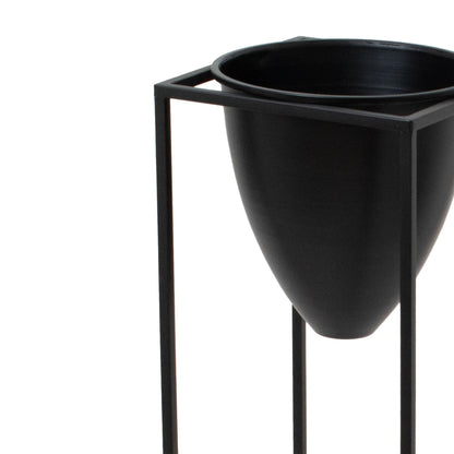 Large Matt Black Bullet Planter On Black Frame Display - Darlington's Décor
