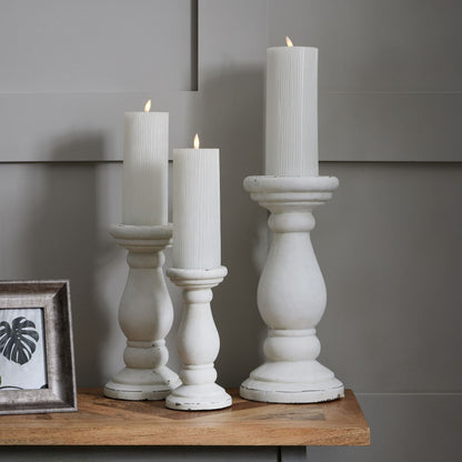 Large Matt White Ceramic Candle Holder for Modern Elegance - Darlington's Décor