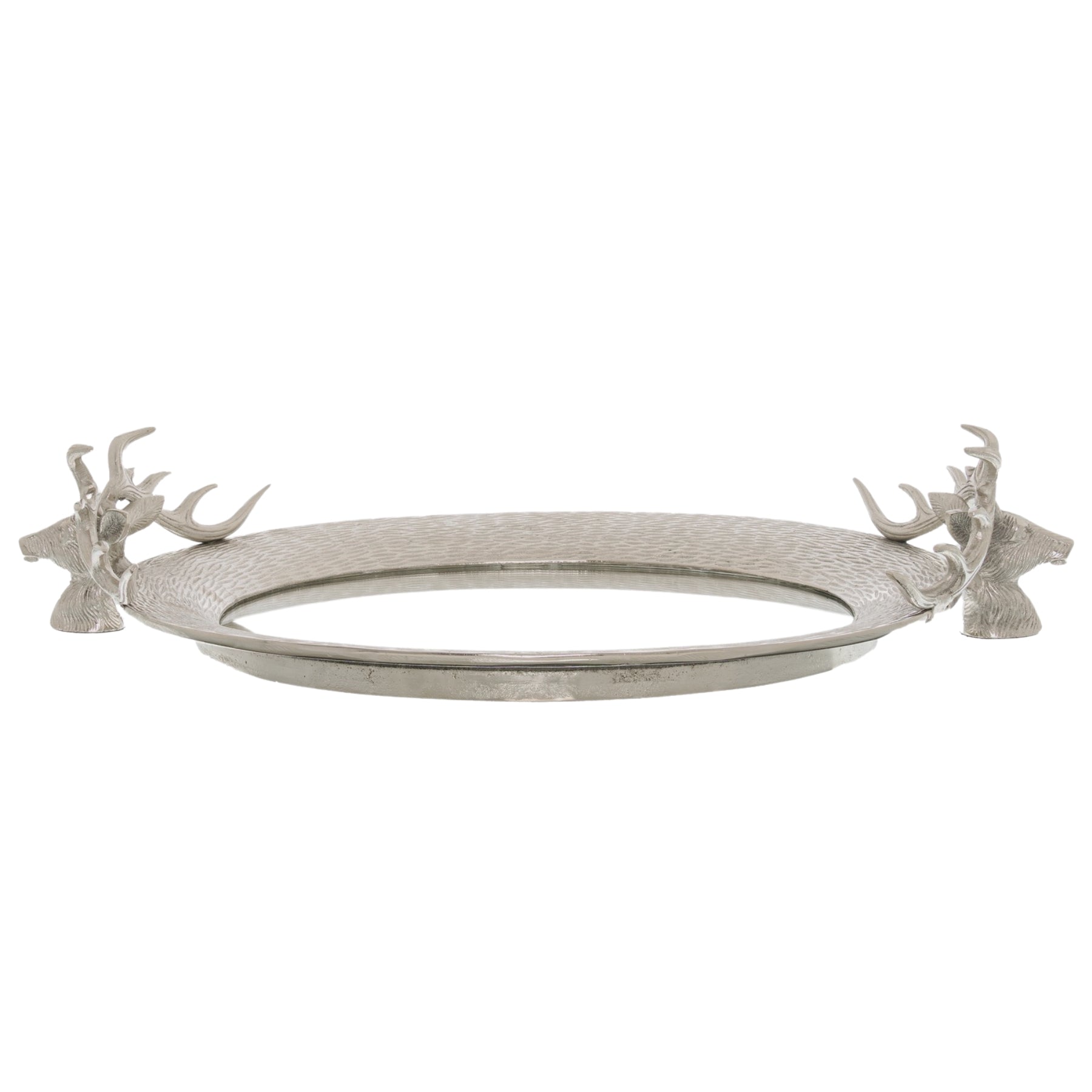 Large Mirrored Tray With Stag Heads for Elegant Decor - Darlington's Décor
