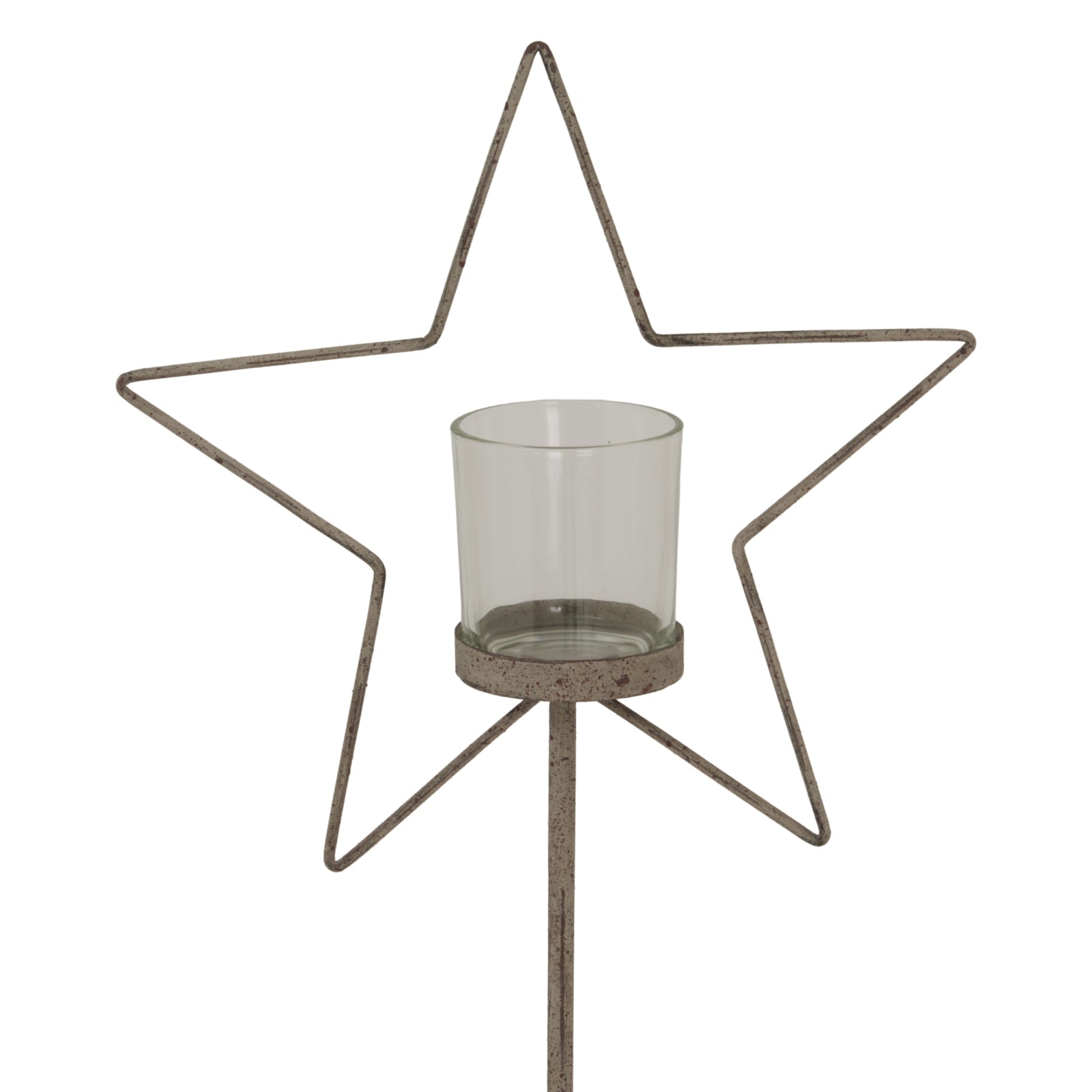 Large Natural Rustic Star On Wood Stand With Glass Votive Decor - Darlington's Décor