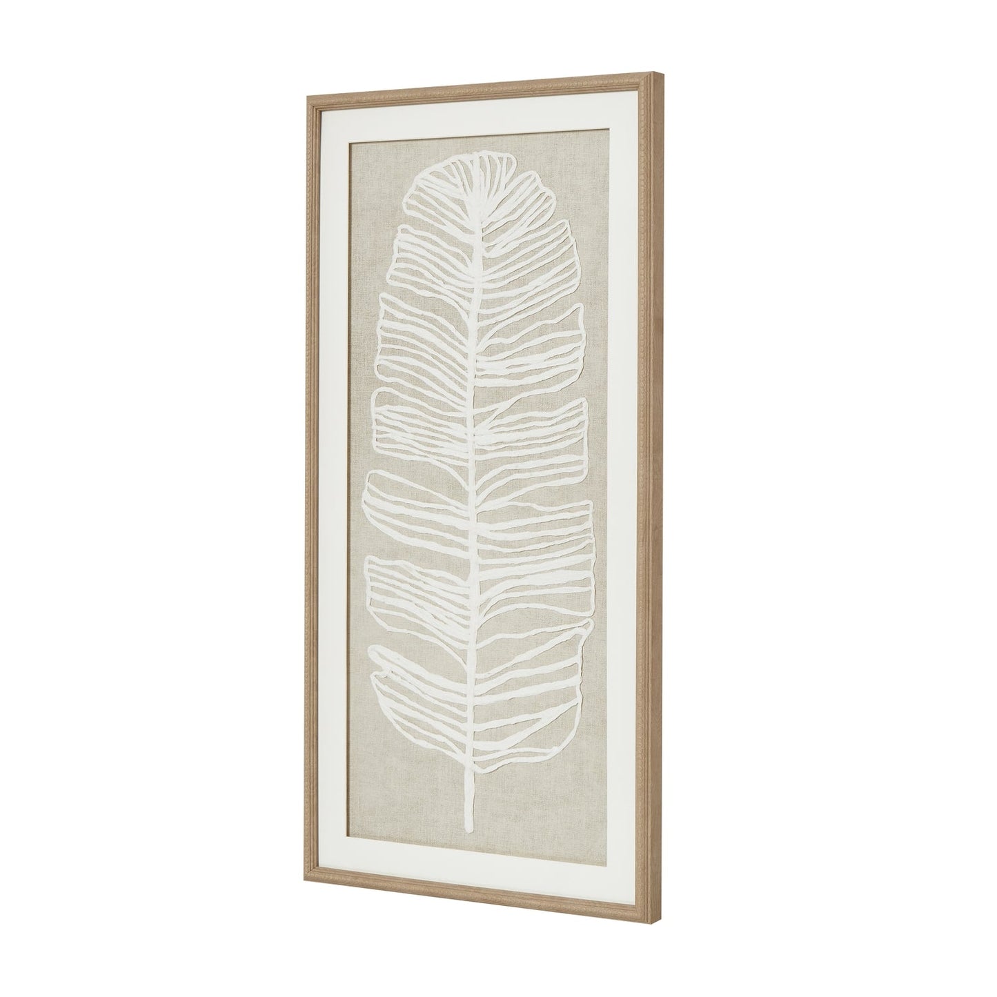 Large Plume White Feather Art In Elegant Beaded Frame - Darlington's Décor