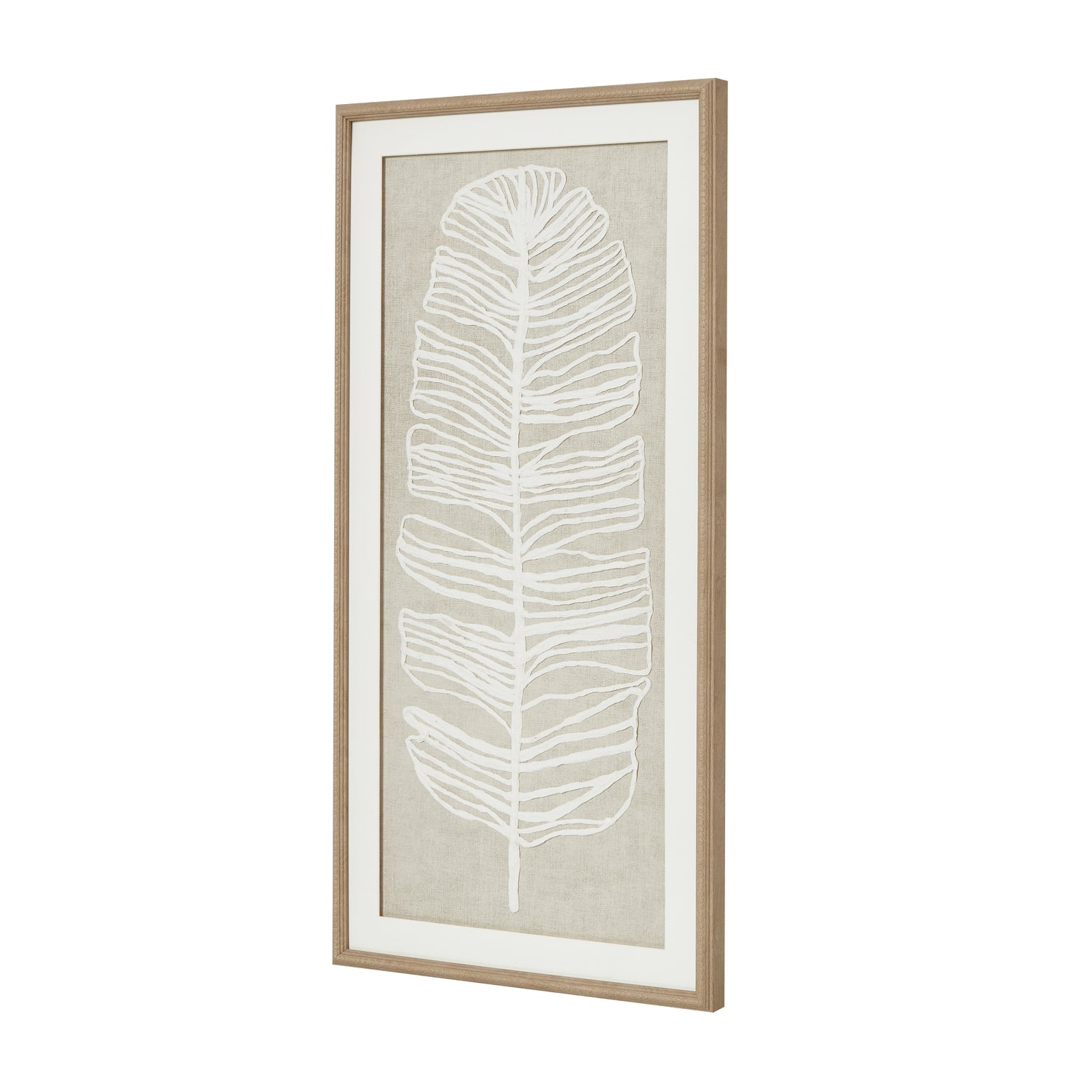 Large Plume White Feather Art In Elegant Beaded Frame - Darlington's Décor