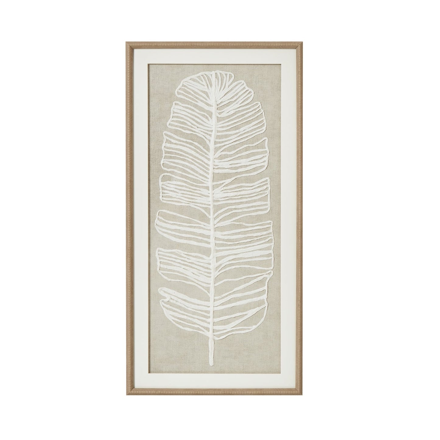 Large Plume White Feather Art In Elegant Beaded Frame - Darlington's Décor