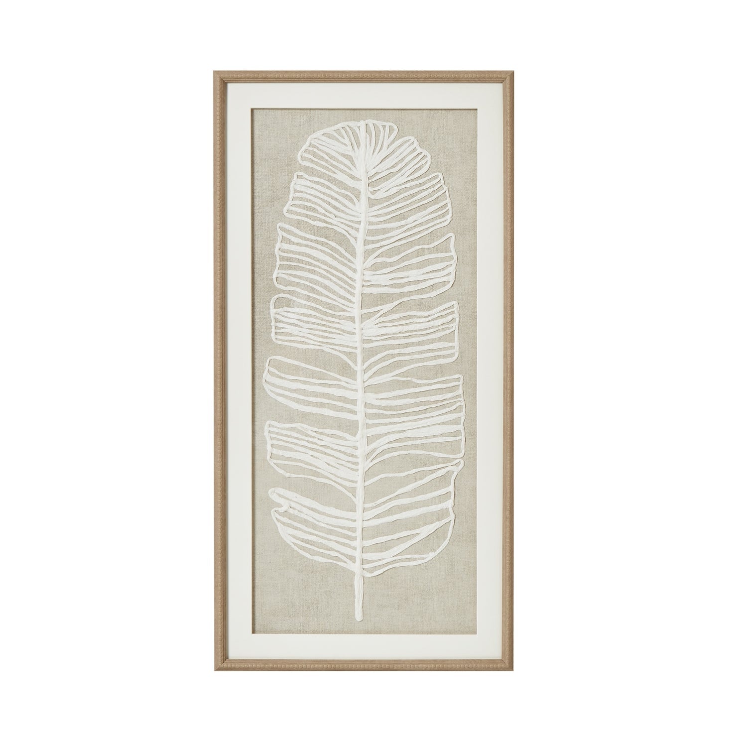 Large Plume White Feather Art In Elegant Beaded Frame - Darlington's Décor