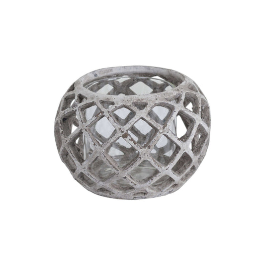 Large Round Ceramic Lattice Hurricane Lantern for Ambiance - Darlington's Décor