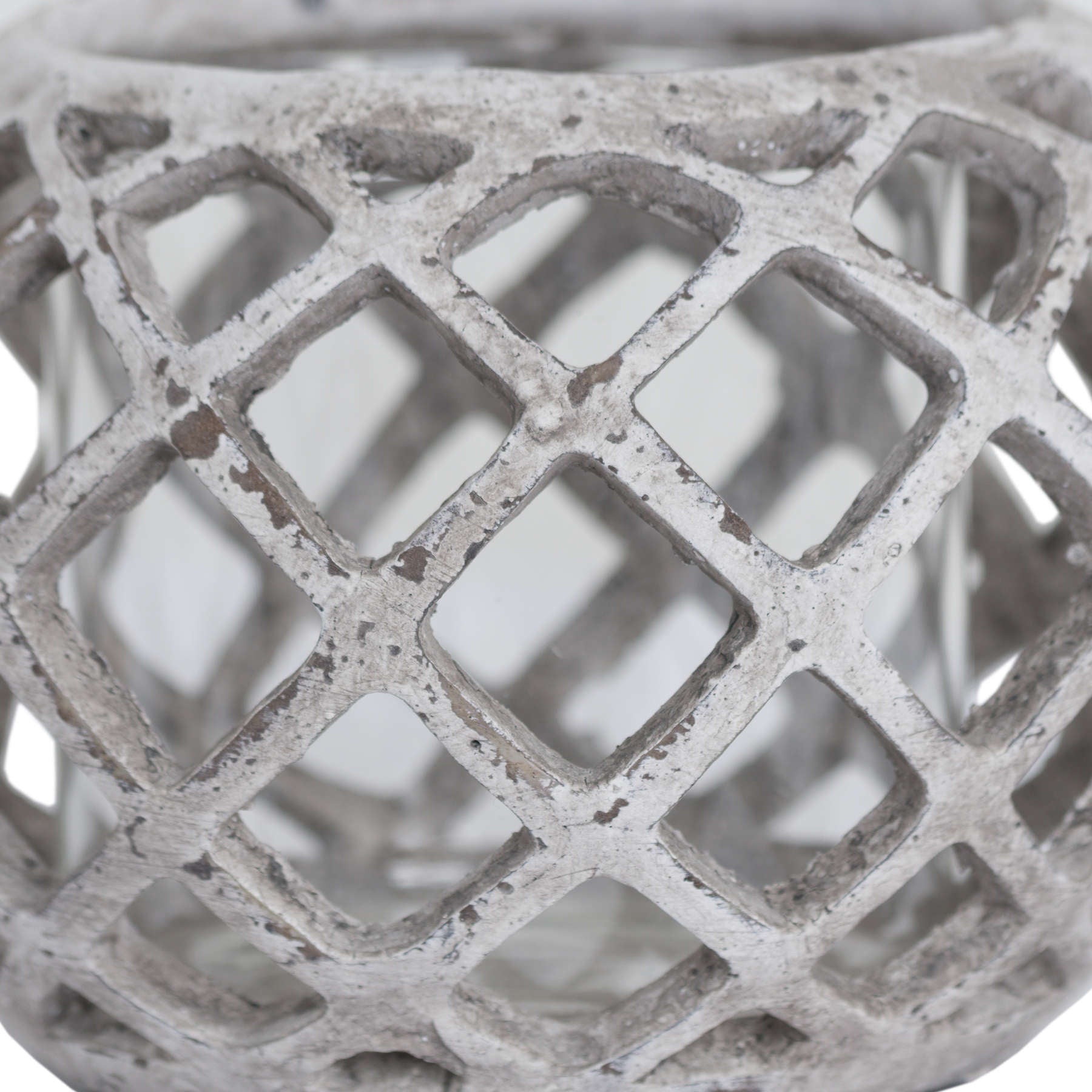 Large Round Ceramic Lattice Hurricane Lantern for Ambiance - Darlington's Décor