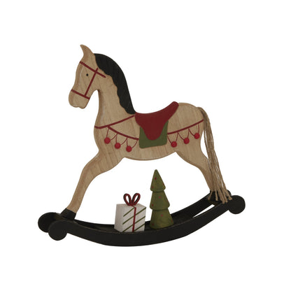 Large Rustic Decorated Rocking Horse for Charming Decor - Darlington's Décor