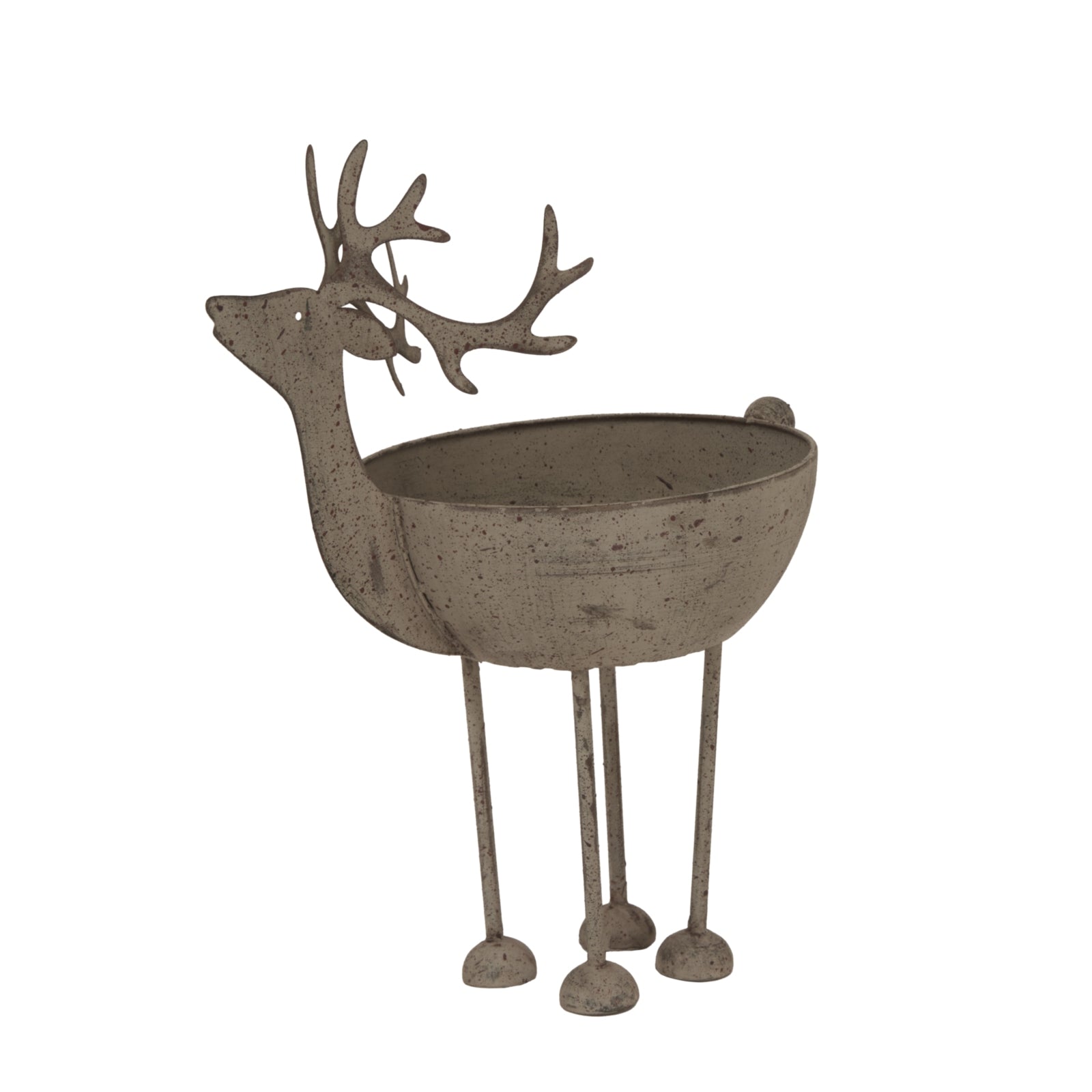 Large Rustic Metal Reindeer Bowl for Elegant Decor - Darlington's Décor