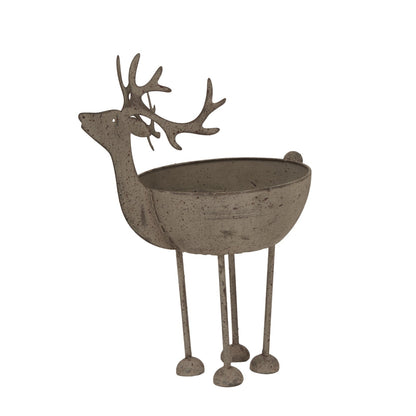 Large Rustic Metal Reindeer Bowl for Elegant Decor - Darlington's Décor