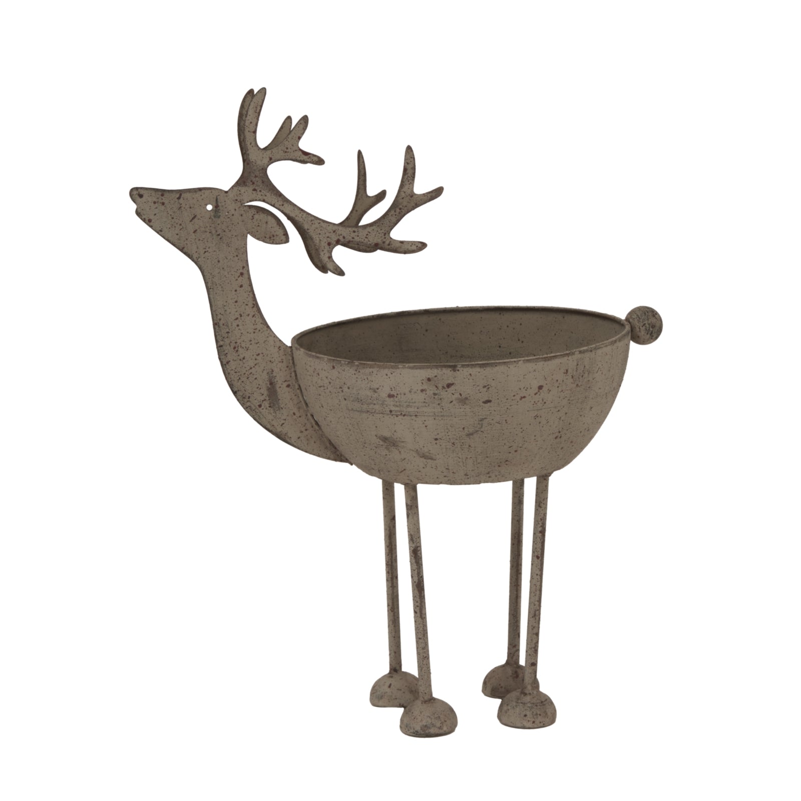 Large Rustic Metal Reindeer Bowl for Elegant Decor - Darlington's Décor