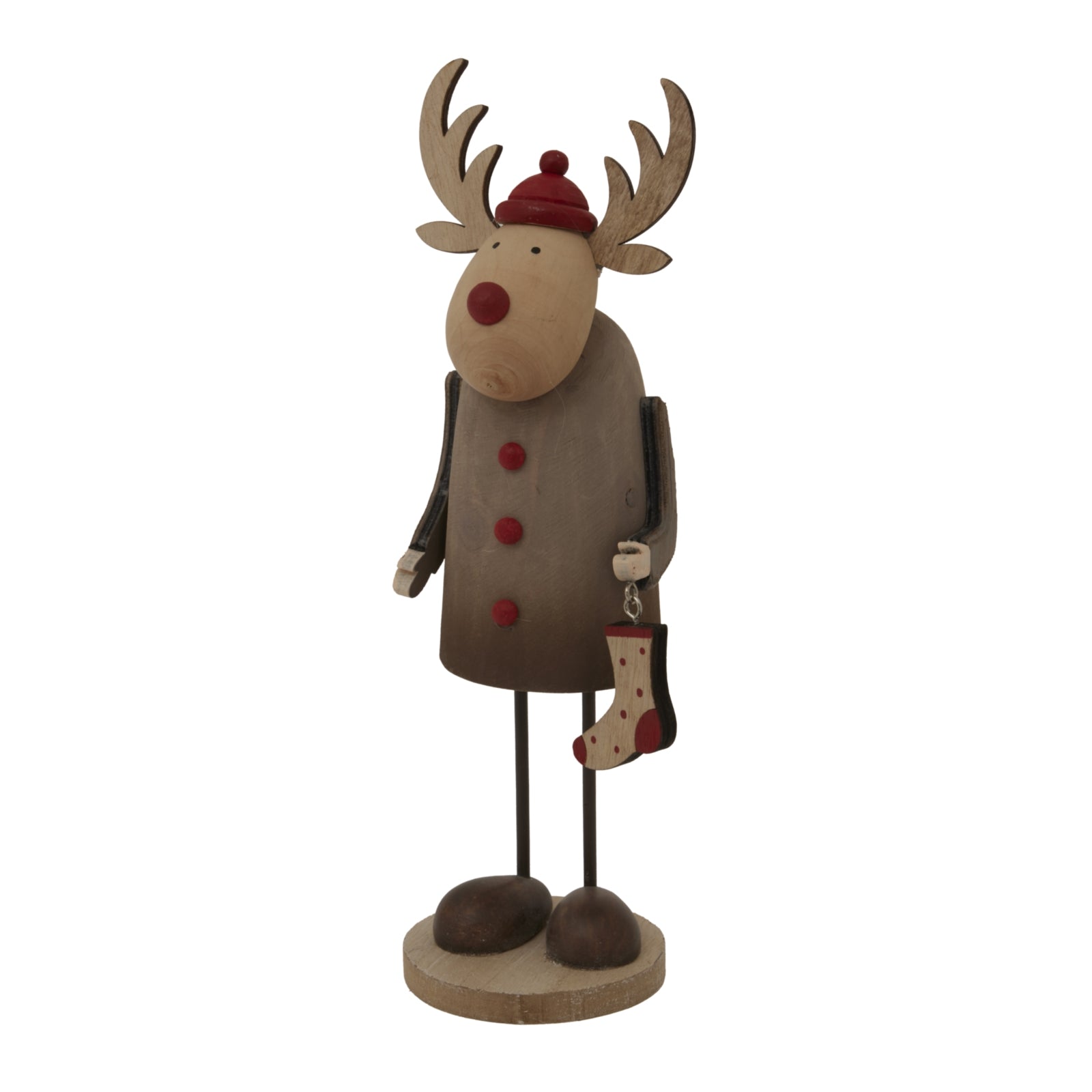 Large Rustic Rudolf With Stocking Decoration Display - Darlington's Décor