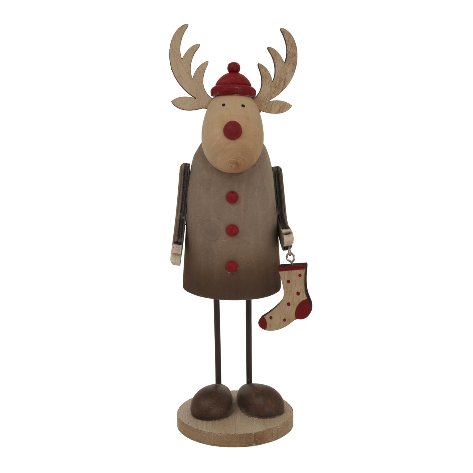 Large Rustic Rudolf With Stocking Decoration Display - Darlington's Décor