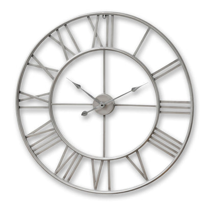 Large Silver Skeleton Wall Clock - Modern Elegance Unveiled - Darlington's Décor