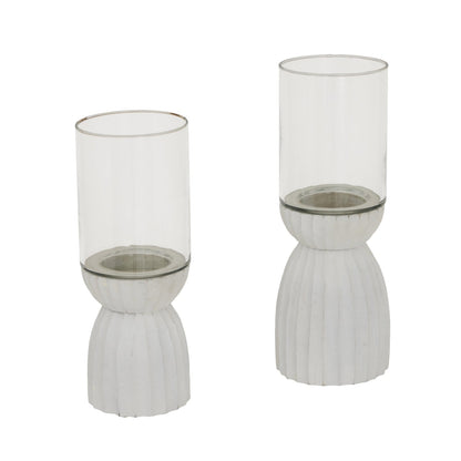 Large White Carved Hurricane Lantern for Elegant Ambiance - Darlington's Décor