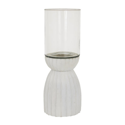 Large White Carved Hurricane Lantern for Elegant Ambiance - Darlington's Décor