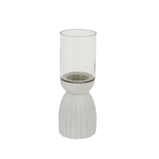 Large White Carved Hurricane Lantern for Elegant Ambiance - Darlington's Décor