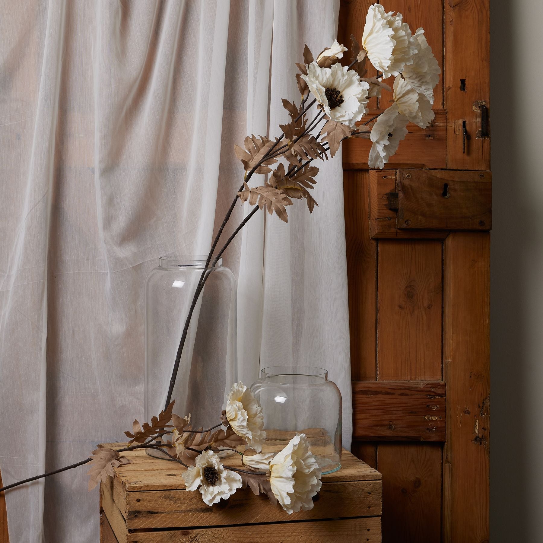 Large White Poppy Stem for Elegant Seasonal Decor - Darlington's Décor