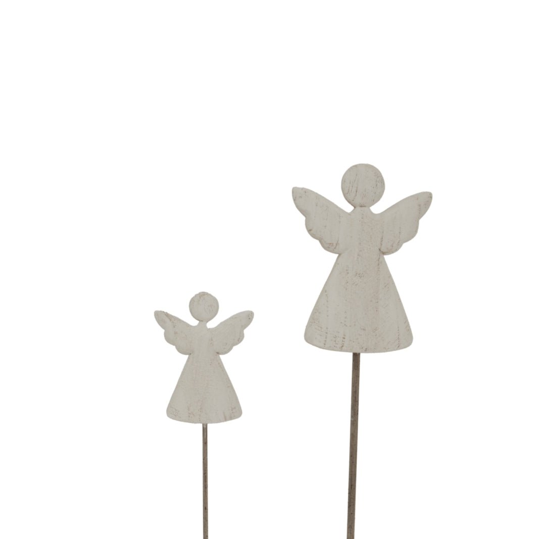 Large Whitewashed Rustic Angel On Stand Display Piece - Darlington's Décor
