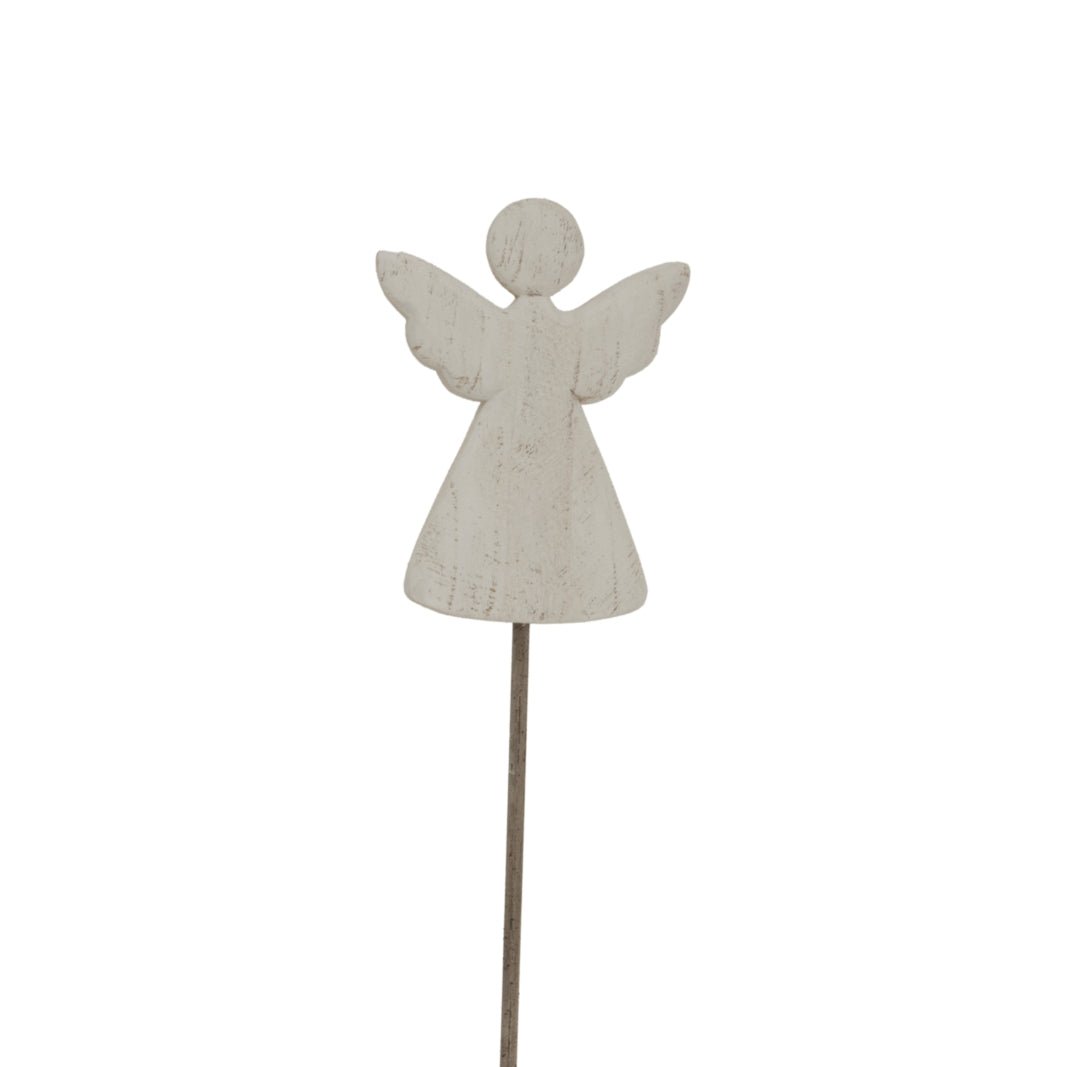 Large Whitewashed Rustic Angel On Stand Display Piece - Darlington's Décor
