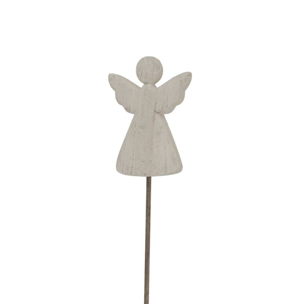 Large Whitewashed Rustic Angel On Stand Display Piece - Darlington's Décor