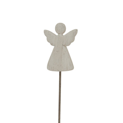Large Whitewashed Rustic Angel On Stand Display Piece - Darlington's Décor