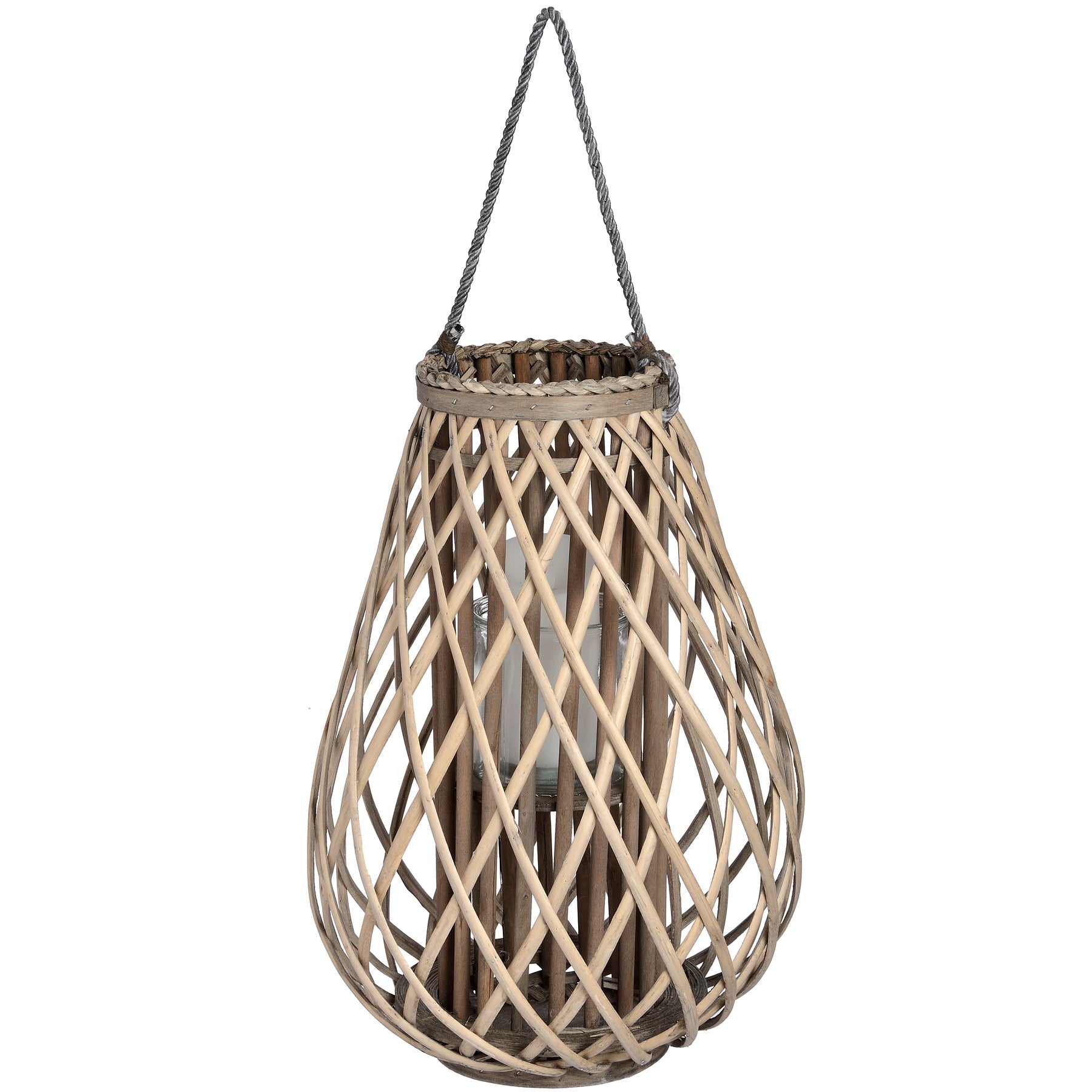 Large Wicker Bulbous Lantern for Enchanting Ambiance - Darlington's Décor