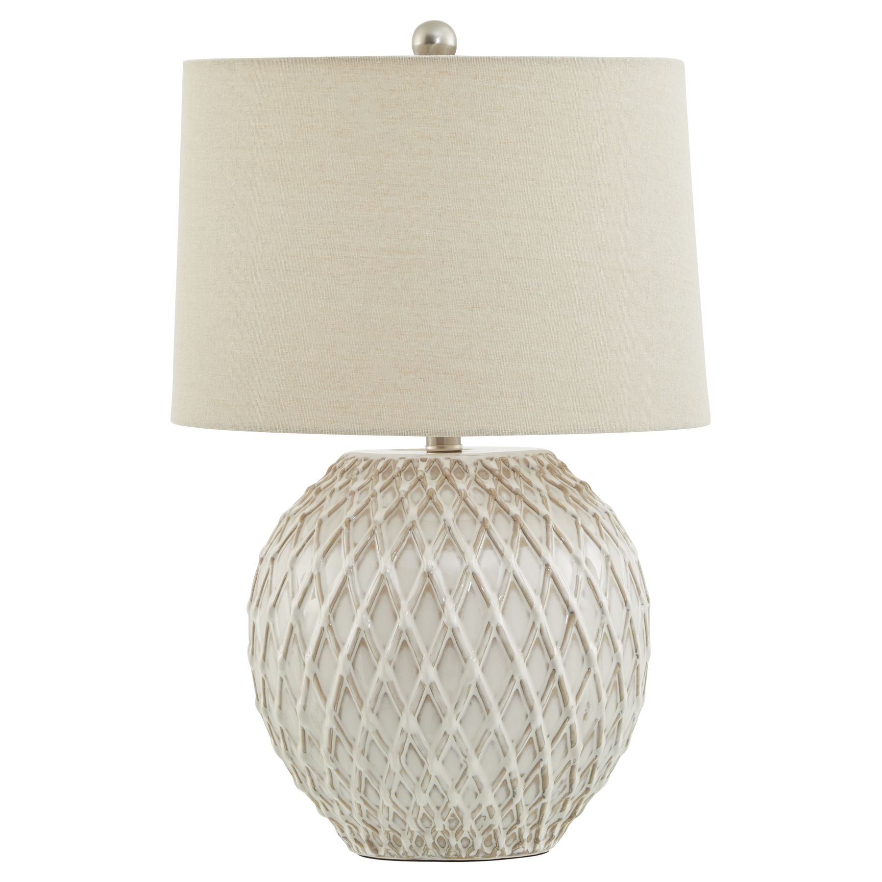 Lattice Ceramic Table Lamp With Linen Shade Design - Darlington's Décor