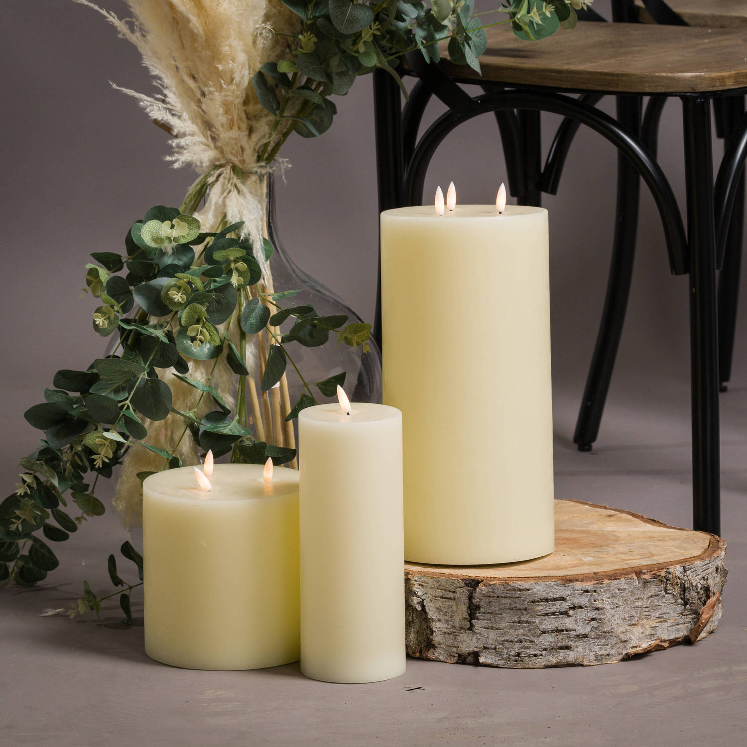 Luxe Collection Natural Glow 3 x 8 LED Cream Candle for Safe Ambiance - Darlington's Décor