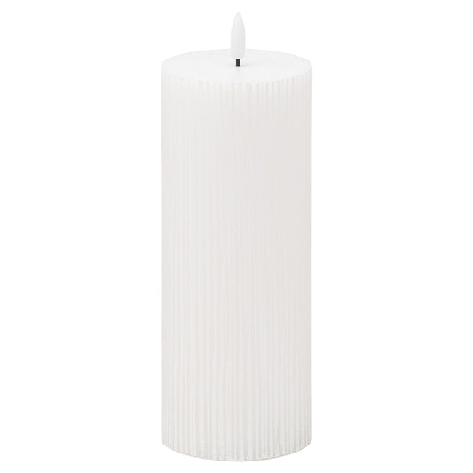 Luxe Collection Natural Glow 3x8 Textured Ribbed LED Candle - Darlington's Décor