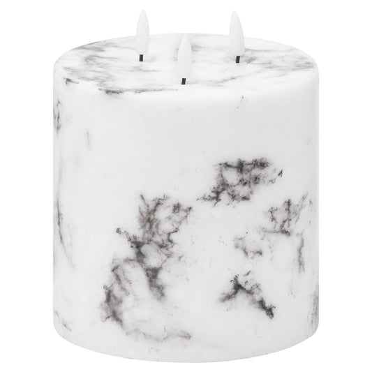 Luxe Collection Natural Glow 6x6 Marble Effect LED Candle Elegance - Darlington's Décor