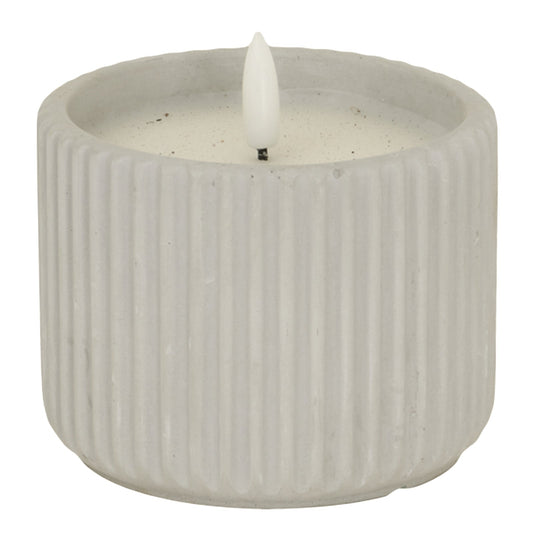Luxe Collection Natural Glow Chalk Ribbed Medium LED Candle - Darlington's Décor