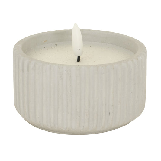Luxe Collection Natural Glow Chalk Ribbed Small Led Candle - Darlington's Décor