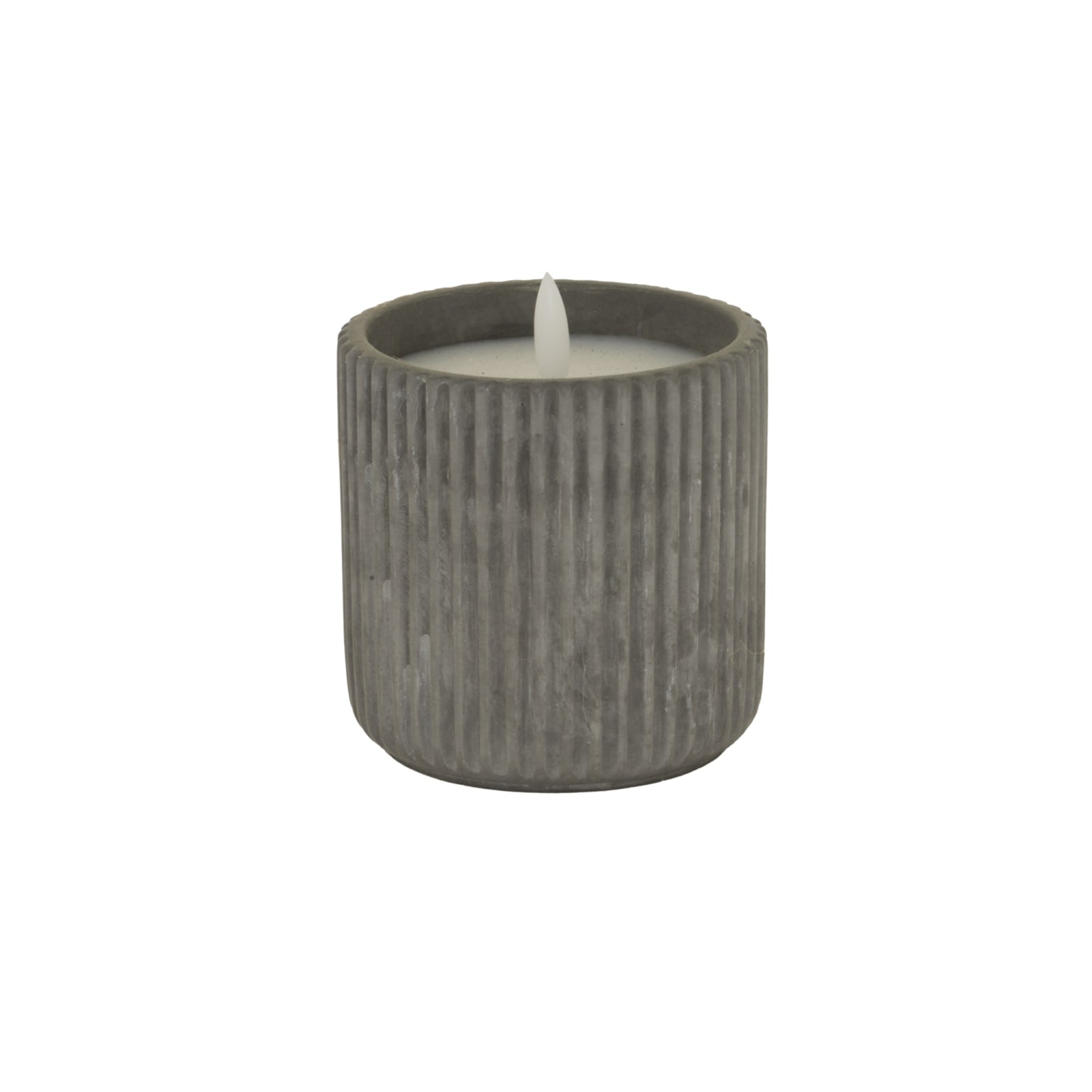 Luxe Collection Natural Glow Grey Ribbed Large Led Candle - Darlington's Décor