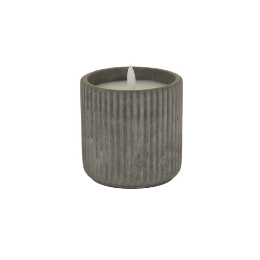 Luxe Collection Natural Glow Grey Ribbed Large Led Candle - Darlington's Décor