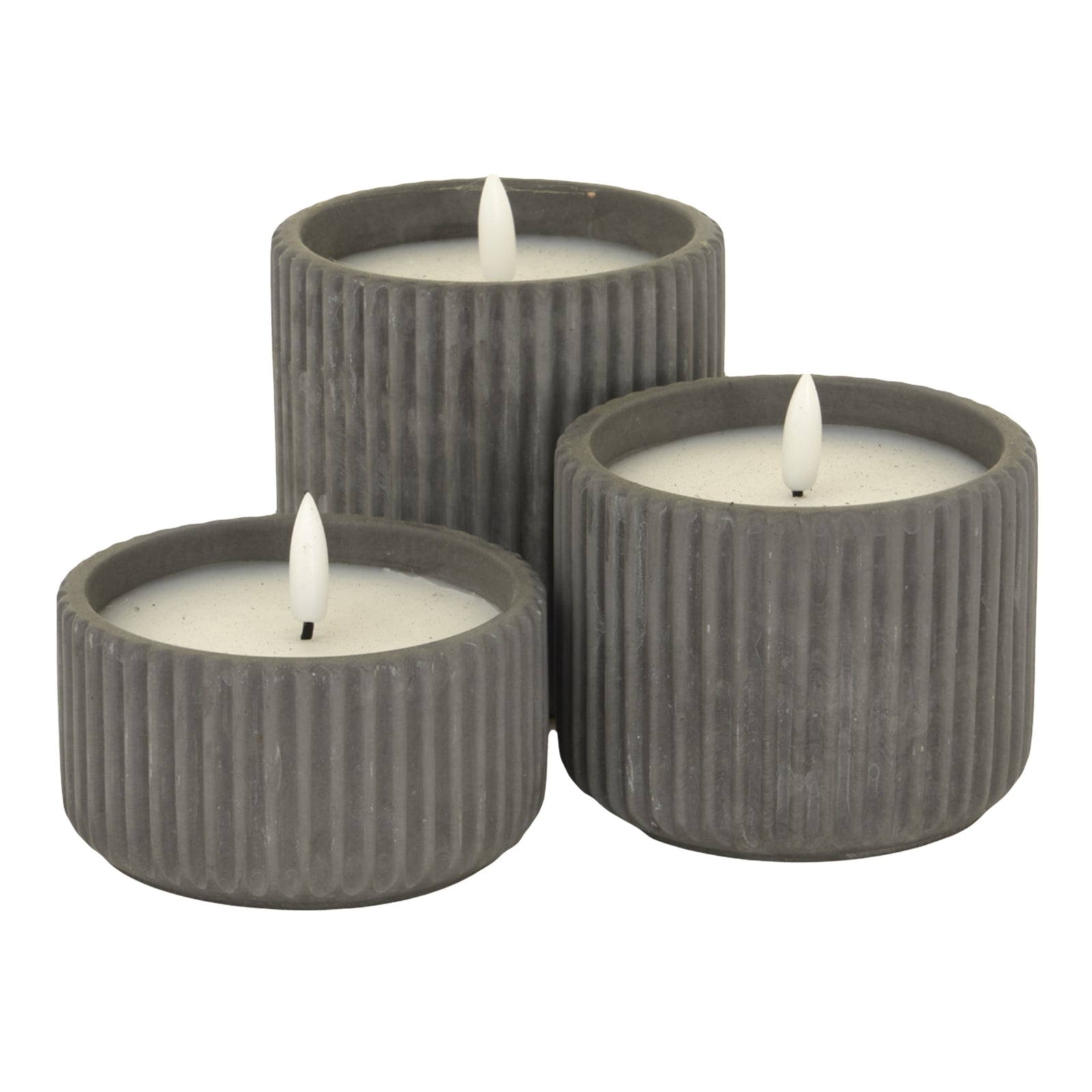 Luxe Collection Natural Glow Grey Ribbed Large Led Candle - Darlington's Décor
