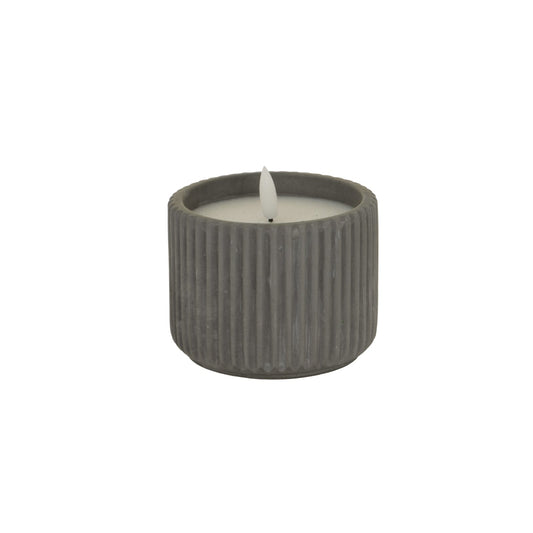 Luxe Collection Natural Glow Grey Ribbed Medium LED Candle - Darlington's Décor