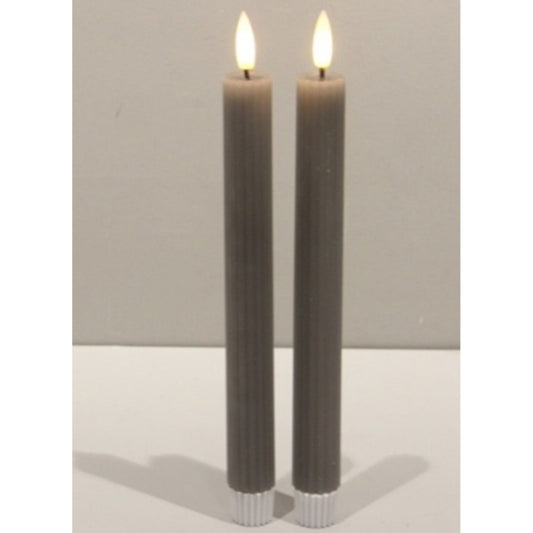 Luxe Collection Natural Glow Grey Ribbed Taper Candles - Darlington's Décor