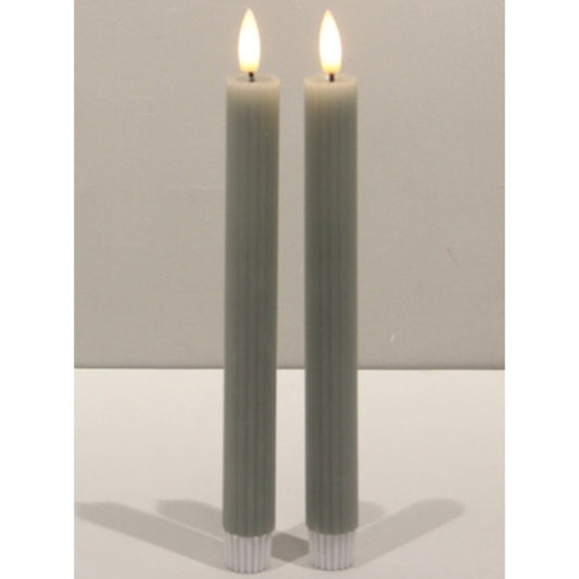 Luxe Collection Natural Glow Sage Ribbed Taper Candles - Darlington's Décor