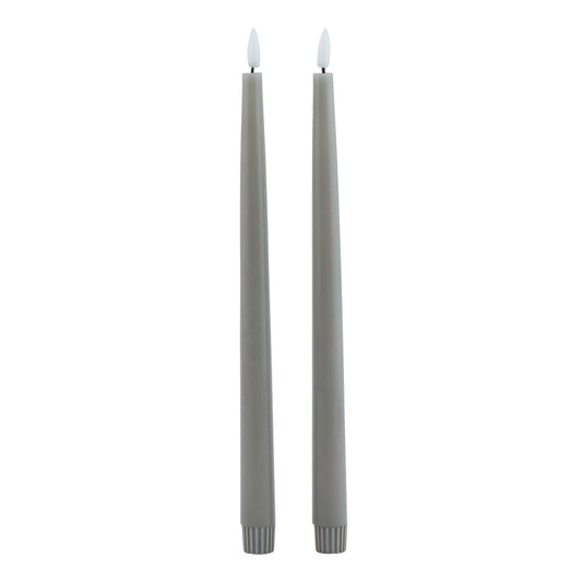 Luxe Collection S/2 Grey LED Wax Dinner Candles Set - Darlington's Décor